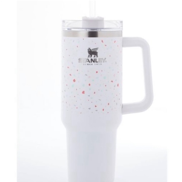 STANLEY 40oz TRAVEL QUENCHER- White Terrazzo Confetti Cup - Picture 5 of 5